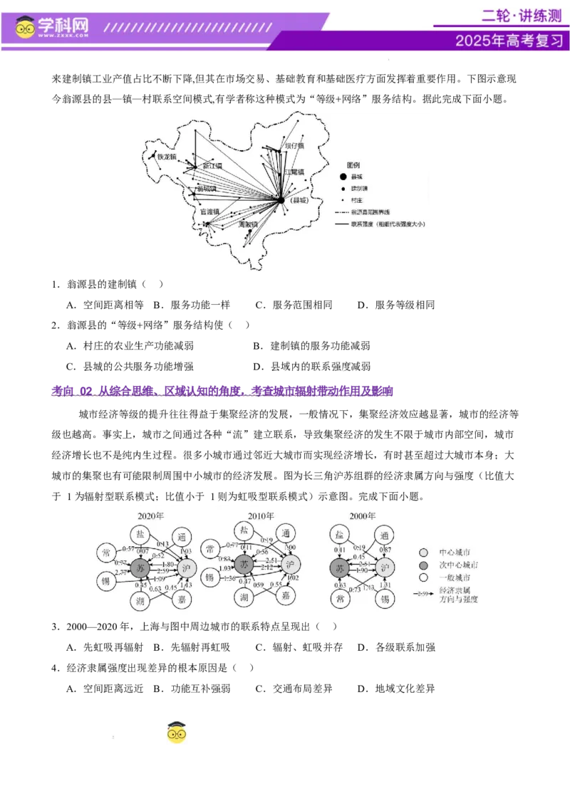 专题08人口与城市（讲义）（原卷版）_2025年新高考资料_二轮复习_上好课2025年高考地理二轮复习讲练测（新高考通用）3381954