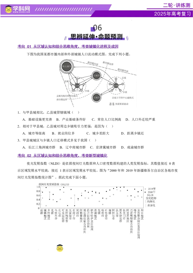专题08人口与城市（讲义）（原卷版）_2025年新高考资料_二轮复习_上好课2025年高考地理二轮复习讲练测（新高考通用）3381954