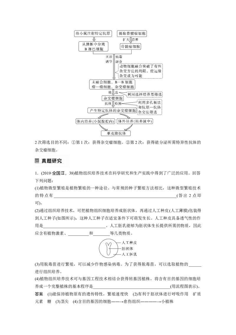 2023年高考生物二轮复习（全国版）第1篇专题突破专题9考点2　细胞工程_通用版（老高考）复习资料_2023年复习资料_二轮复习_2023年高考生物二轮复习讲义+课件（全国版）