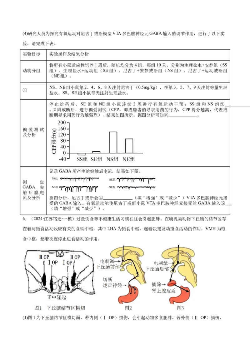 押江苏卷第20题生命活动的调节（原卷版）_2024年新高考资料_5.2024三轮冲刺_备战2024年高考生物临考题号押题（江苏专用）322855714