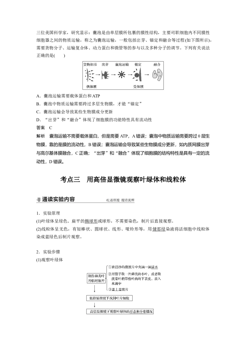 2022年高考生物一轮复习第2单元第5讲　细胞器和生物膜系统_新高考复习资料_2022年新高考复习资料_2022年一轮复习最新版_1.2022年高考生物一轮复习全国通用版