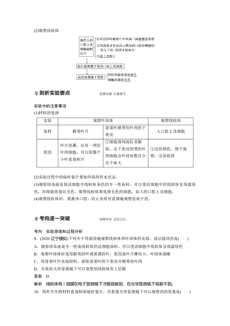 2022年高考生物一轮复习第2单元第5讲　细胞器和生物膜系统_新高考复习资料_2022年新高考复习资料_2022年一轮复习最新版_1.2022年高考生物一轮复习全国通用版