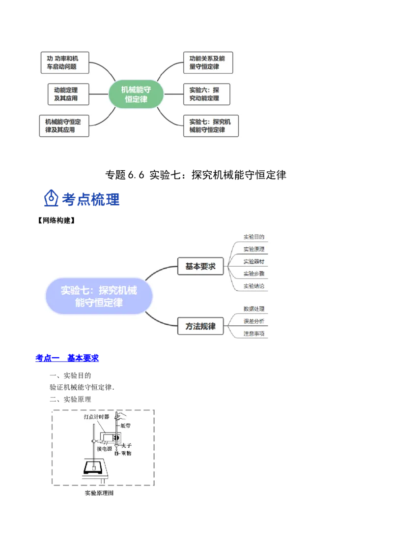 6.6实验七：探究机械能守恒定律（讲）--2023年高考物理一轮复习讲练测（全国通用）（原卷版）_04高考物理_通用版（老高考）复习资料_2023年复习资料_一轮复习