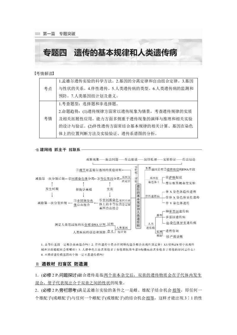 2023年高考生物二轮复习（全国版）第1篇专题突破专题4考点1　辨清遗传规律&ldquo;实质&rdquo;与相关&ldquo;比例&rdquo;_通用版（老高考）复习资料_2023年复习资料_二轮复习