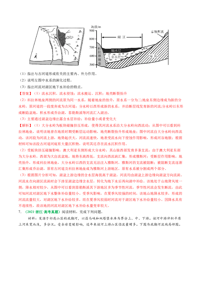 专题17水循环及陆地水体关系问题的描述（解析版）_2025年新高考资料_二轮复习_2025年高三地理高考二轮复习专项提升（新高考通用）3405802_题型专练