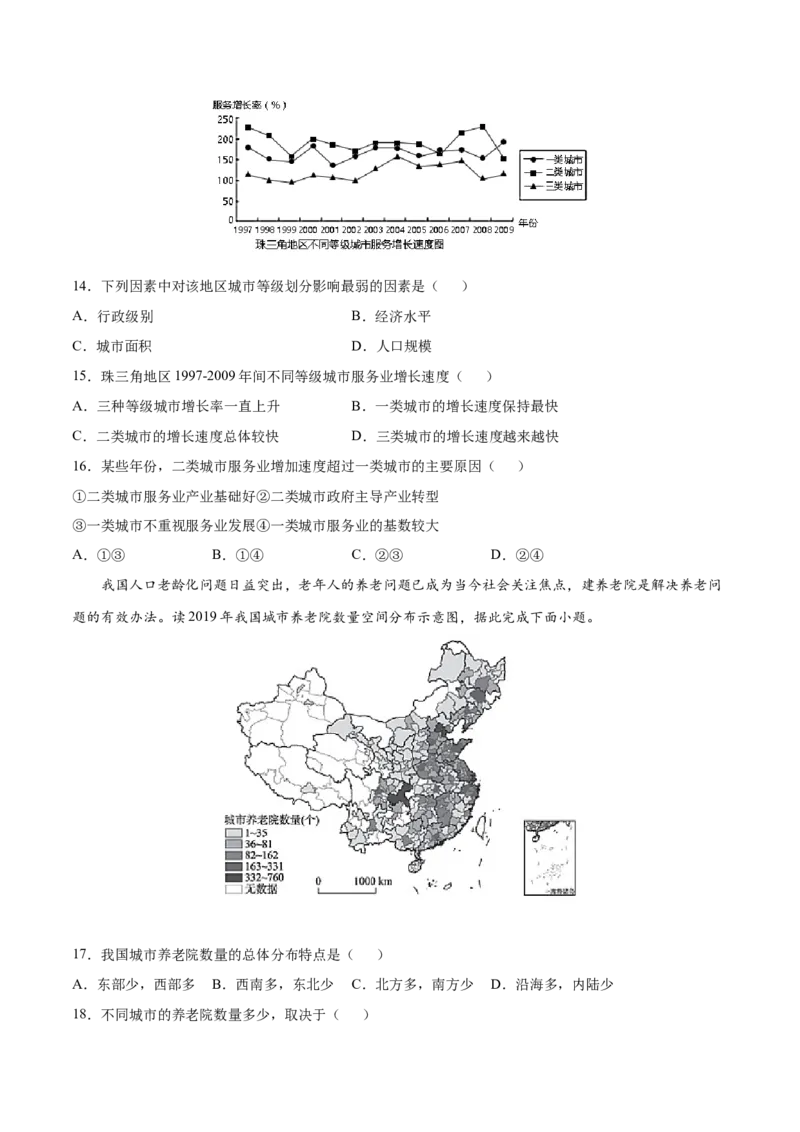 讲练一通二轮09人口与城市（分层训练）（学生版）_新高考复习资料_2022年新高考复习资料_讲练一通二轮高考地理高频考点解密（讲义+分层训练）