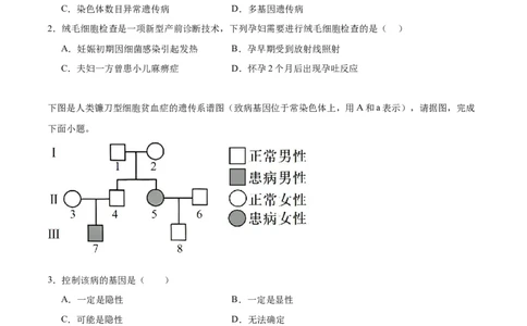 第08讲伴性遗传和人类遗传病（练习）（原卷版）_2024年新高考资料_2.2024二轮复习_2024年高考生物二轮复习讲练测（新教材新高考）