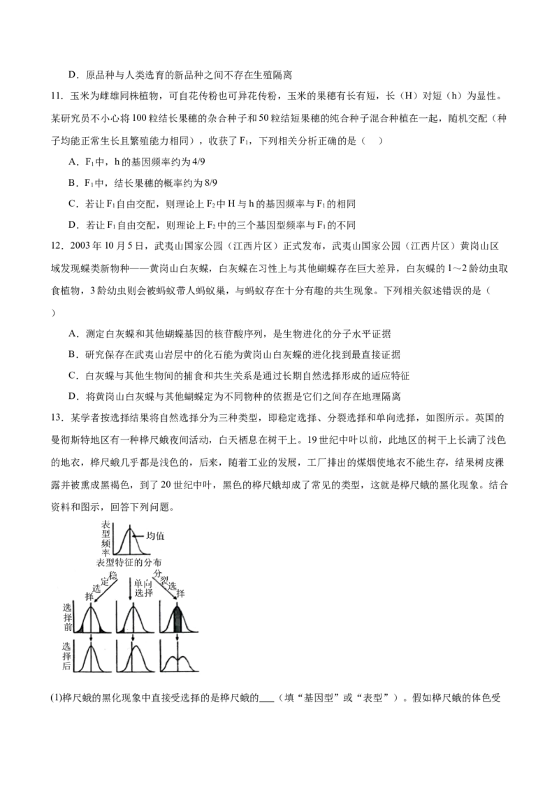 第10讲生物的变异和进化（练习）（原卷版）_2024年新高考资料_2.2024二轮复习_2024年高考生物二轮复习讲练测（新教材新高考）