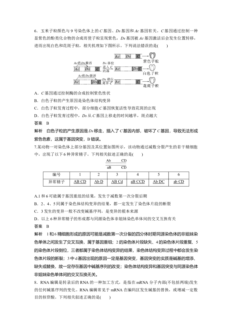 2023年高考生物一轮复习（全国版）第7单元第1课时　基因突变和基因重组_通用版（老高考）复习资料_2023年复习资料_一轮复习_2023年高考生物一轮复习讲义+课件（全国版）