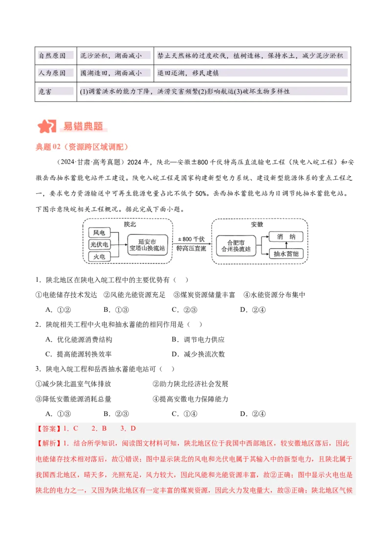 专题11资源、环境与发展易错提分（2大易错点）（解析版）_2025年新高考资料_二轮复习_2025年高三地理高考二轮复习专项提升（新高考通用）3405802_易错专练