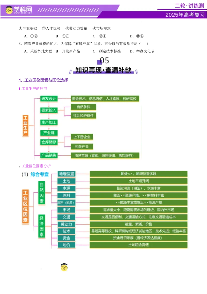 专题09产业区位与产业发展（讲义）（原卷版）_2025年新高考资料_二轮复习_上好课2025年高考地理二轮复习讲练测（新高考通用）3381954