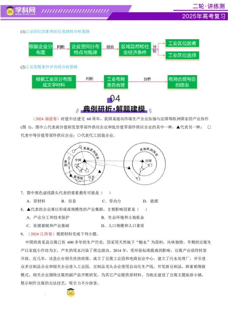 专题09产业区位与产业发展（讲义）（原卷版）_2025年新高考资料_二轮复习_上好课2025年高考地理二轮复习讲练测（新高考通用）3381954