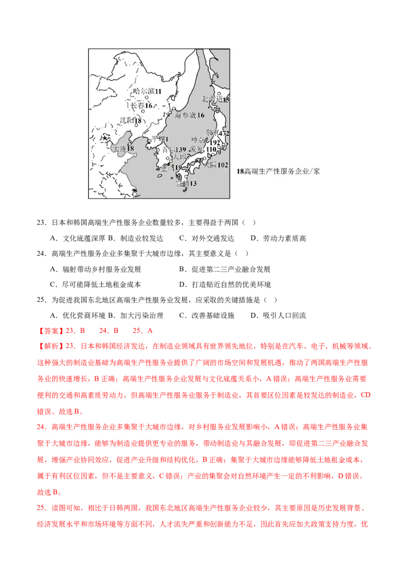 专题09产业区位与产业发展（练习）（解析版）_2025年新高考资料_二轮复习_01高考语文等多个文件_上好课2025年高考地理二轮复习讲练测（新高考通用）_第一部分专题突破