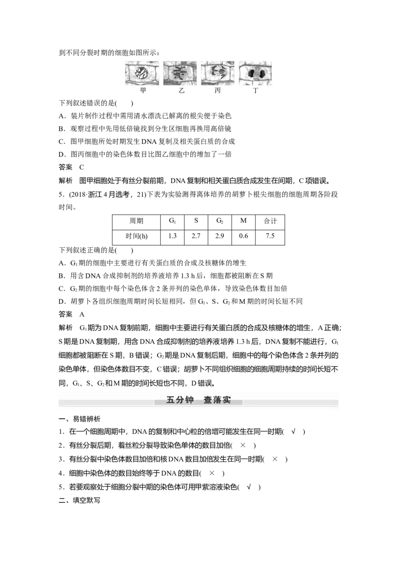 2023年高考生物一轮复习（新人教新高考）第4单元第2课时　有丝分裂过程中相关变化及观察实验_新高考复习资料_2023年新高考复习资料_一轮复习_2023年新高考大一轮复习讲义