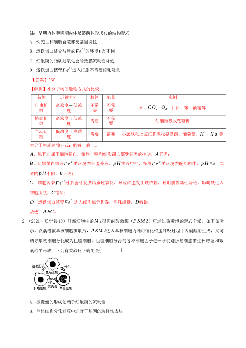 押第16题分子与细胞模块（解析版）_2024年新高考资料_5.2024三轮冲刺_备战2024年高考生物临考题号押题（辽宁、黑龙江、吉林专用）322857720