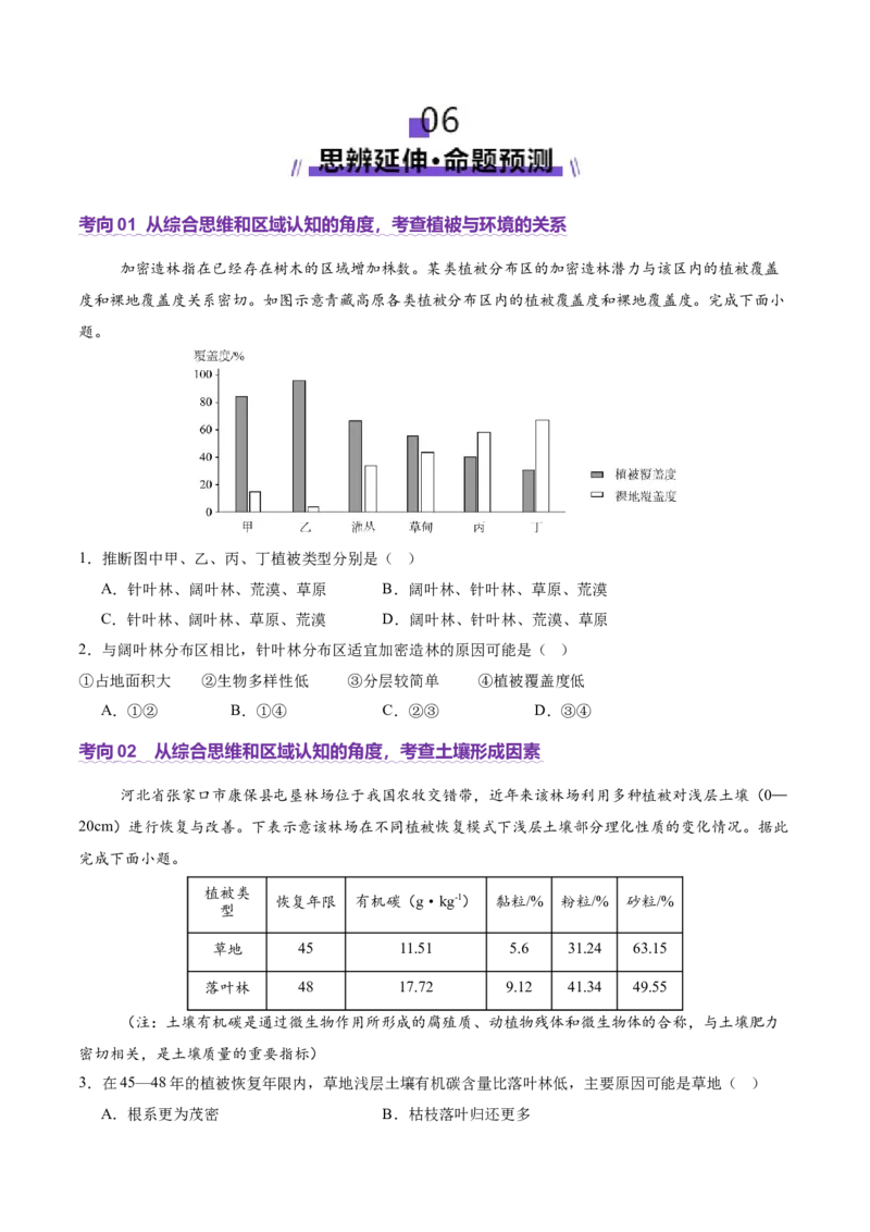 专题06自然地理环境的整体性与差异性（讲义）（原卷版）_2025年新高考资料_二轮复习_2025年高三地理高考二轮复习专项提升（新高考通用）3405802_二轮讲义