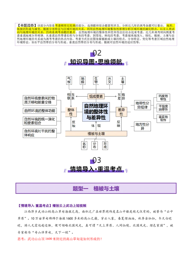专题06自然地理环境的整体性与差异性（讲义）（原卷版）_2025年新高考资料_二轮复习_2025年高三地理高考二轮复习专项提升（新高考通用）3405802_二轮讲义