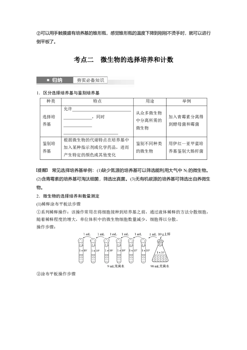 第10单元　第2课时　微生物的培养技术及应用_2024年新高考资料_1.2024一轮复习_2024年高考生物一轮复习讲义（新人教版）_学生版在此文件夹_大一轮复习讲义_第十单元　生物技术与工程