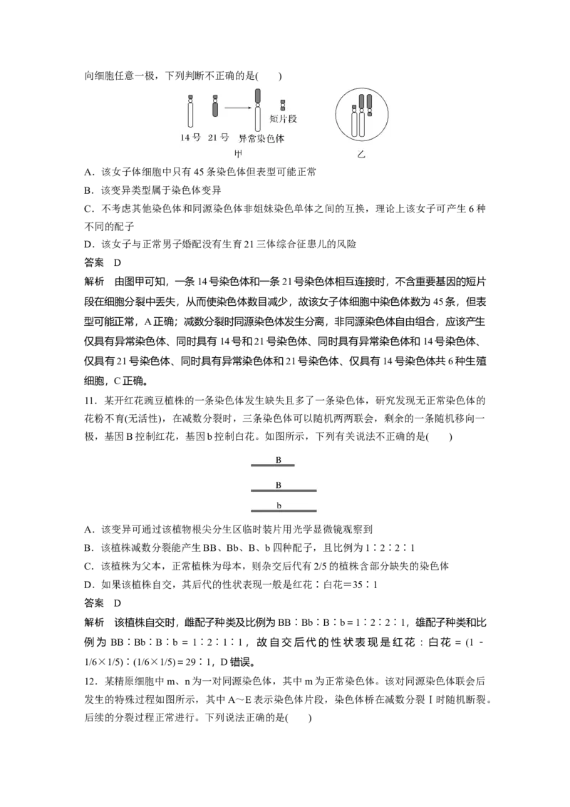 2023年高考生物一轮复习（新人教新高考）第7单元第2课时　染色体变异_新高考复习资料_2023年新高考复习资料_一轮复习_2023年新高考大一轮复习讲义