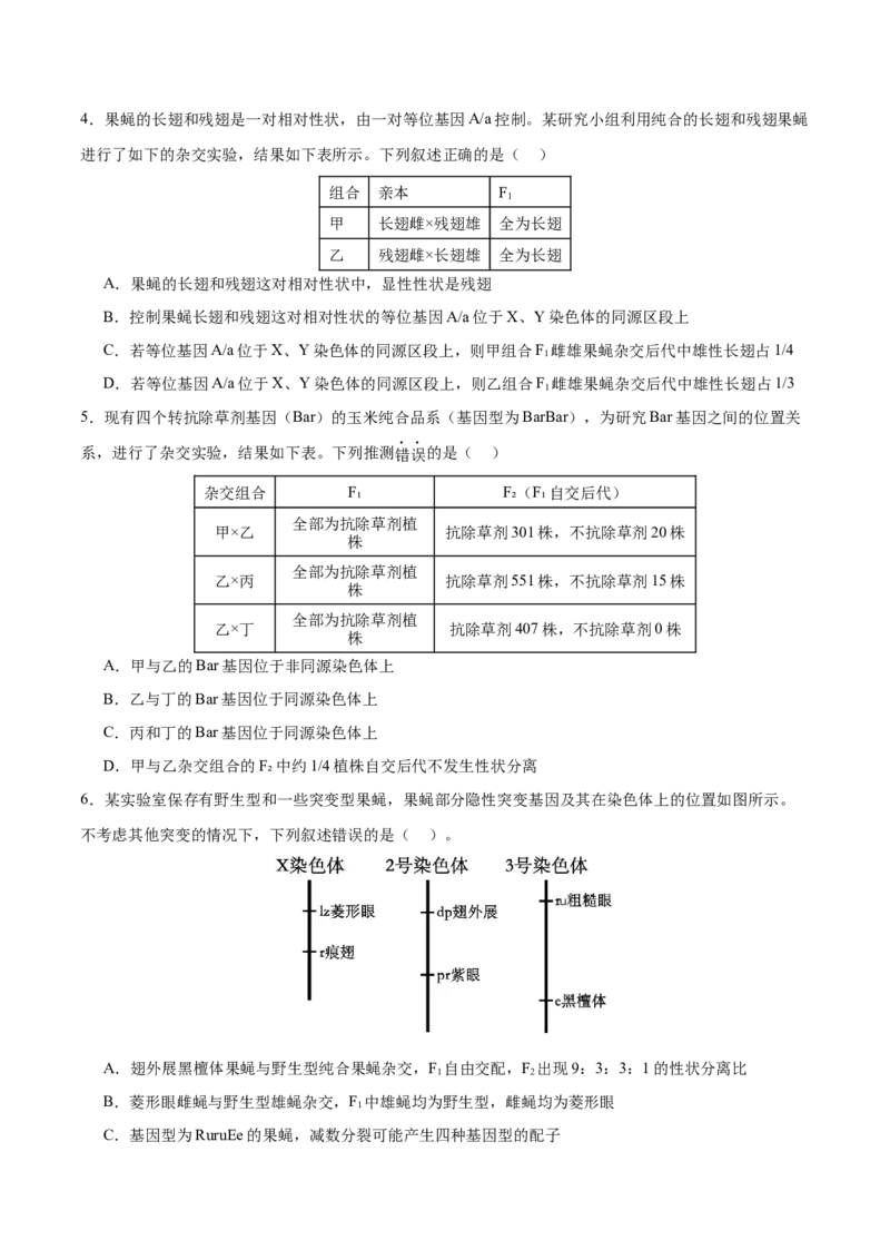 押新高考卷遗传的理论基础（原卷版）-备战2024年高考生物临考题号押题（新高考通用）_2024年新高考资料_5.2024三轮冲刺_备战2024年高考生物临考题号押题（新高考通用）322745222