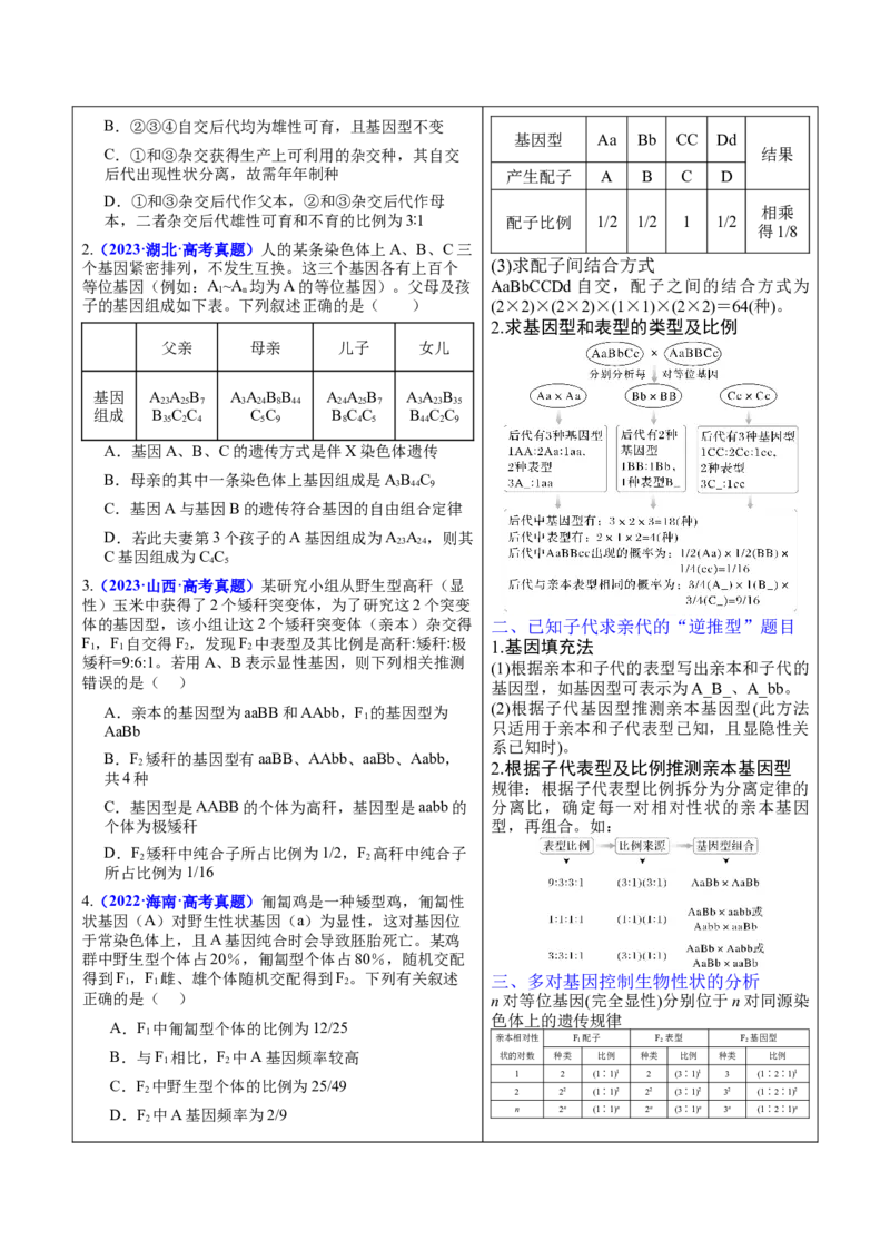 押新高考卷遗传的理论基础（原卷版）-备战2024年高考生物临考题号押题（新高考通用）_2024年新高考资料_5.2024三轮冲刺_备战2024年高考生物临考题号押题（新高考通用）322745222