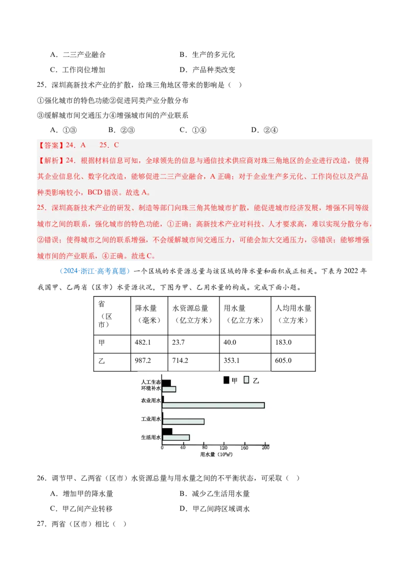 专题12区域发展解析版_2025年新高考资料_二轮复习_01高考语文等多个文件_2025年高三地理高考二轮复习专项提升_真题演练