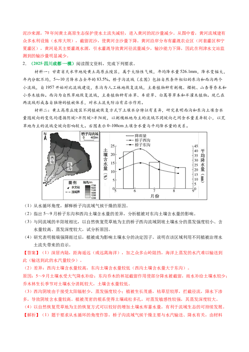 专题17水循环及陆地水体关系问题的描述（解析版）_2025年新高考资料_二轮复习_2025年高考地理二轮热点题型归纳与变式演练（新高考通用）3401687