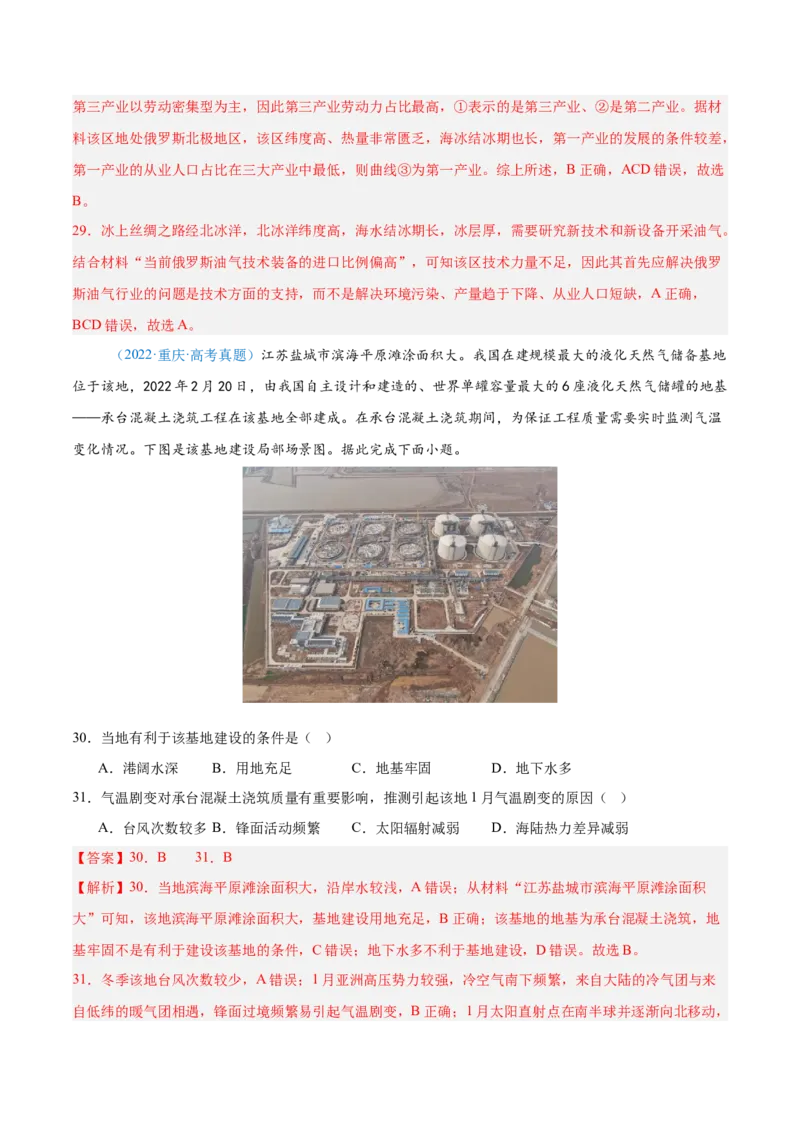 专题10工业和服务业+解析版_2025年新高考资料_二轮复习_2025年高三地理高考二轮复习专项提升（新高考通用）3405802_真题演练