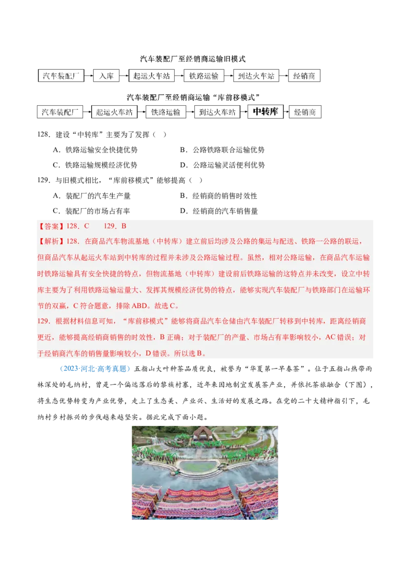 专题10工业和服务业+解析版_2025年新高考资料_二轮复习_2025年高三地理高考二轮复习专项提升（新高考通用）3405802_真题演练