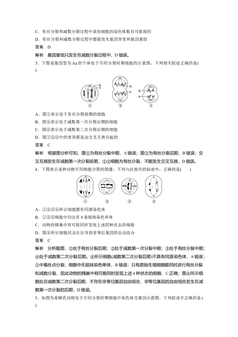 2023年高考生物一轮复习（全国版）第4单元第4课时　减数分裂与有丝分裂的比较及观察蝗虫精母细胞减数分裂装片_通用版（老高考）复习资料_2023年复习资料_一轮复习