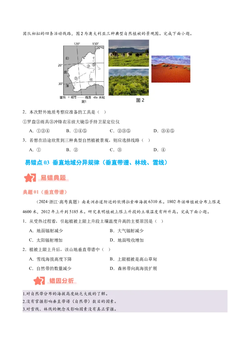 专题06自然环境的整体性与差异性易错提分（4大易错点）（原卷版）_2025年新高考资料_二轮复习_2025年高三地理高考二轮复习专项提升（新高考通用）3405802_易错专练