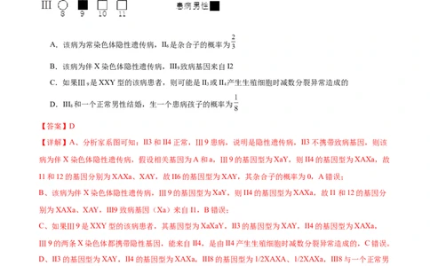 第08讲伴性遗传和人类遗传病（练习）（解析版）_2024年新高考资料_2.2024二轮复习_2024年高考生物二轮复习讲练测（新教材新高考）