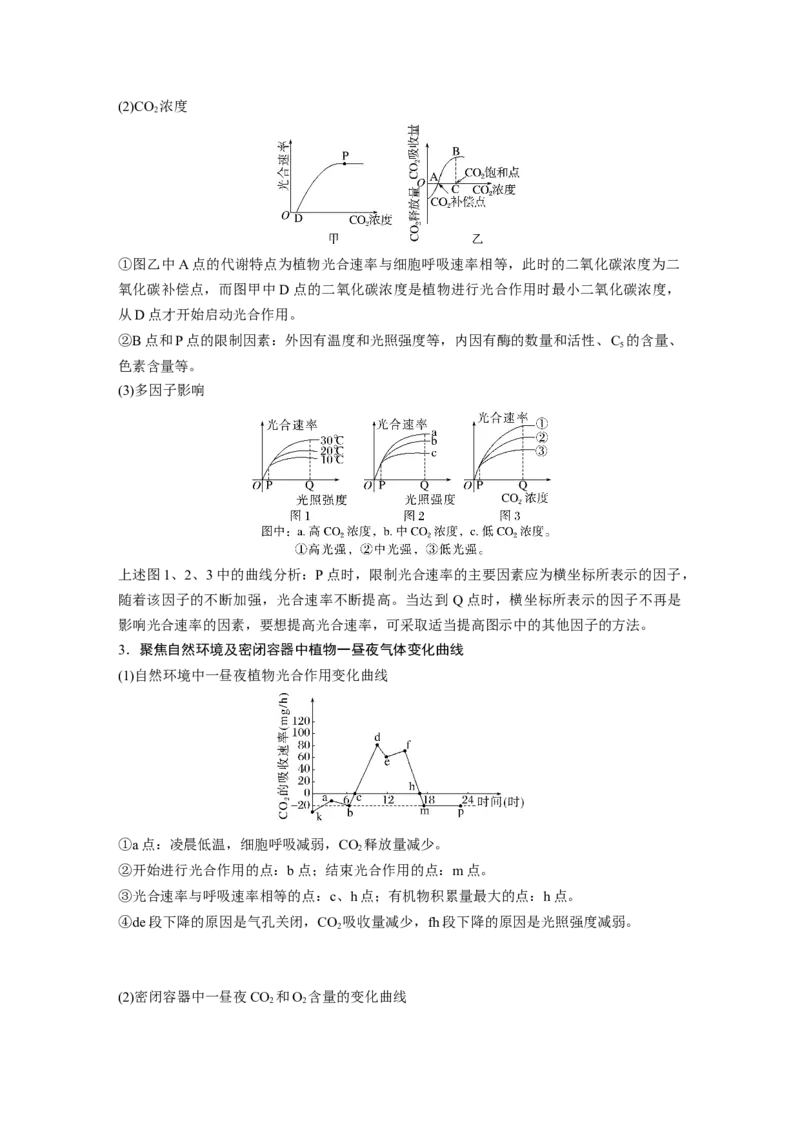 2023年高考生物二轮复习（全国版）第1篇专题突破专题2考点四　光合作用和细胞呼吸的影响因素及相关计算_通用版（老高考）复习资料_2023年复习资料_二轮复习