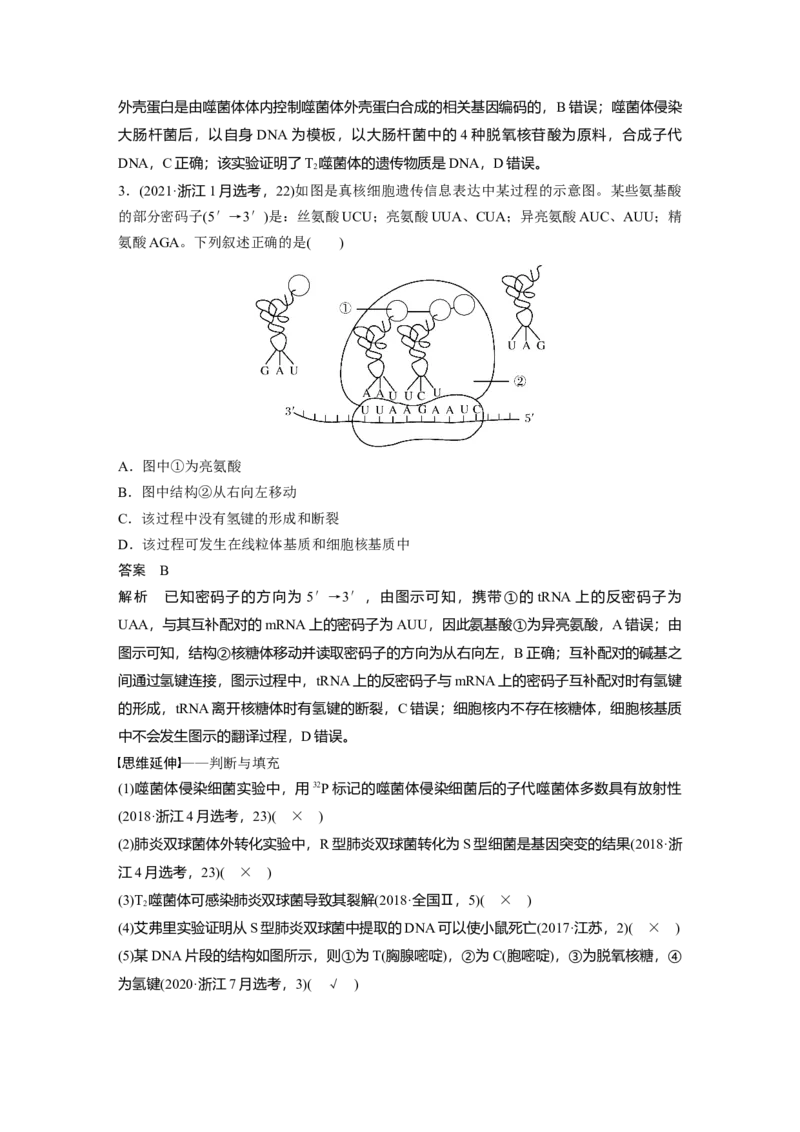 2023年高考生物二轮复习（全国版）第1篇专题突破专题5考点1　基因的本质和表达_通用版（老高考）复习资料_2023年复习资料_二轮复习_2023年高考生物二轮复习讲义+课件（全国版）