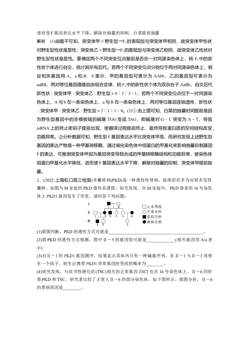 2023年高考生物二轮复习（全国版）第1篇专题突破专题5重难大题集训(三)　变异与遗传的综合考查_通用版（老高考）复习资料_2023年复习资料_二轮复习