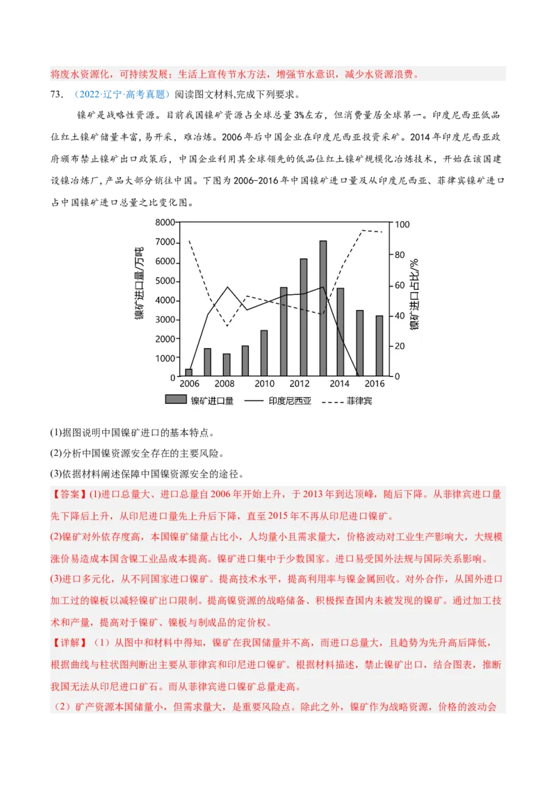 专题13资源、环境和国家安全解析版_2025年新高考资料_二轮复习_01高考语文等多个文件_2025年高三地理高考二轮复习专项提升_真题演练