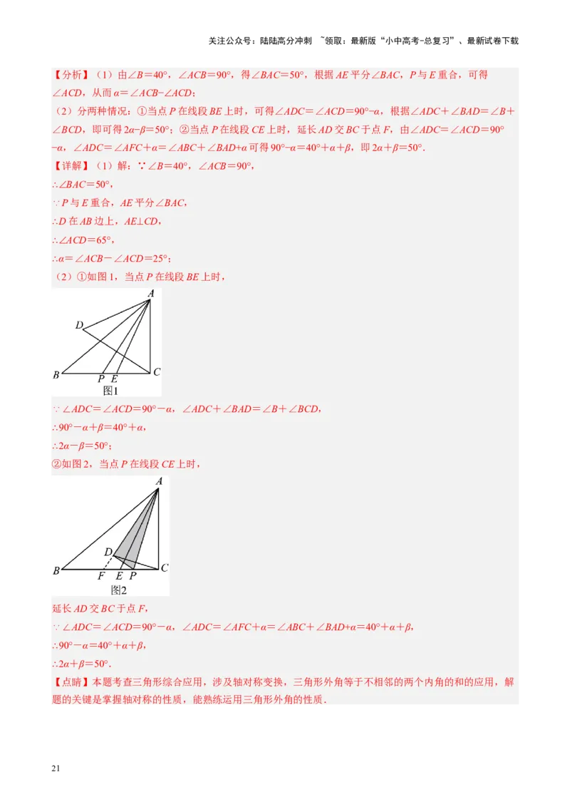 专题04三角形的性质与判定（讲练）（解析版）_02中考总复习（2026版更新中）_02-数学-中考总复习_2024年中考复习资料_二轮复习资料_课件+讲义+练习_讲义_教师版（含答案解析）