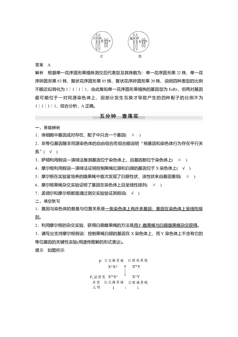 2023年高考生物一轮复习（新人教新高考）第5单元第5课时　基因在染色体上的假说与证据_新高考复习资料_2023年新高考复习资料_一轮复习_2023年新高考大一轮复习讲义