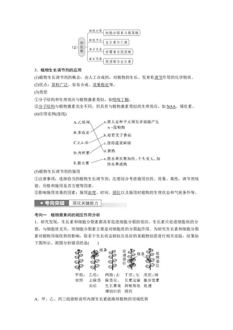 2023年高考生物一轮复习（新人教新高考）第8单元第9课时　其他植物激素、植物生长调节剂的应用及环境因素参与调节植物的生命活动_新高考复习资料_2023年新高考复习资料_一轮复习