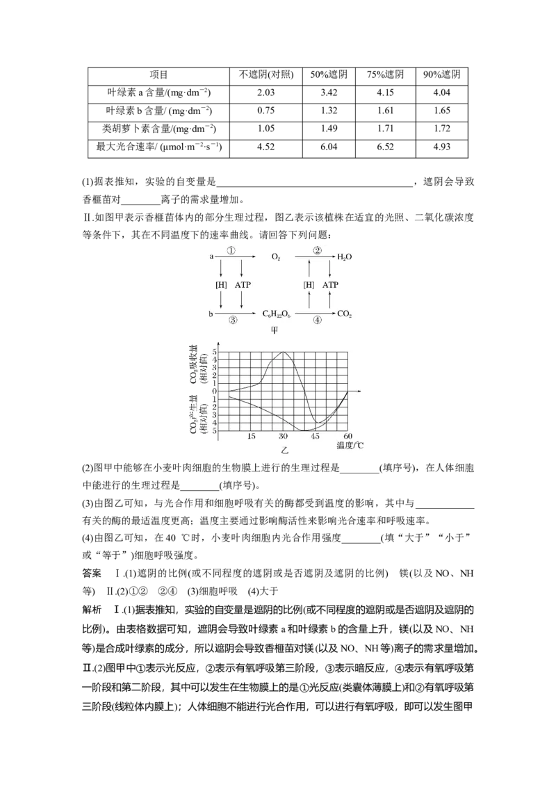 2023年高考生物二轮复习（全国版）第1篇专题突破专题2重难大题集训(一)　光合作用和细胞呼吸的实验探究与分析_通用版（老高考）复习资料_2023年复习资料_二轮复习