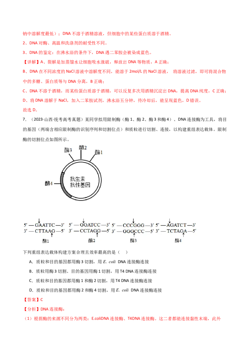 知识清单22基因工程（解析版）_2024年新高考资料_1.2024一轮复习_2024年高考生物一轮复习知识清单