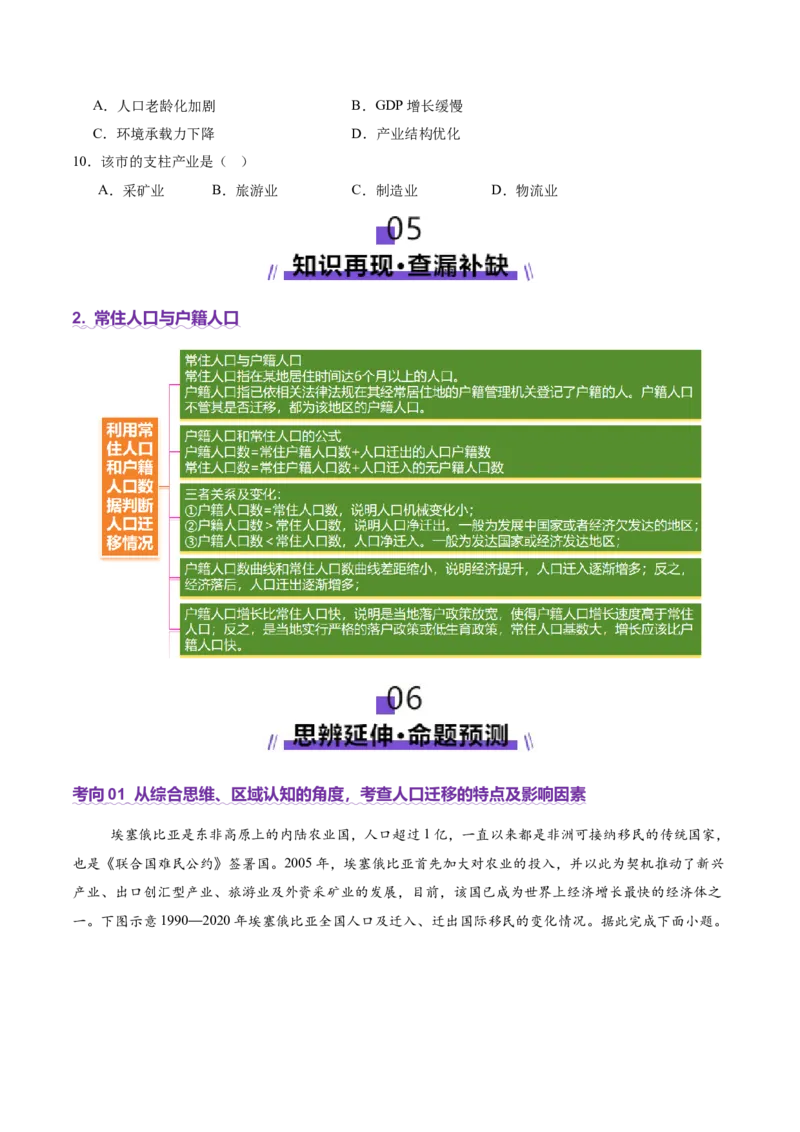 专题08人口与城市（讲义）（原卷版）_2025年新高考资料_二轮复习_01高考语文等多个文件_上好课2025年高考地理二轮复习讲练测（新高考通用）_第一部分专题突破