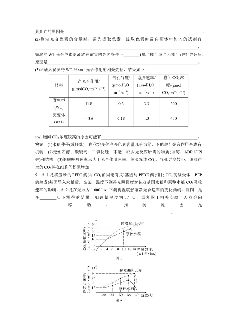 2023年高考生物二轮复习（全国版）第1篇专题突破专题2语言表达(二)　细胞代谢中相关现象的原因分析_通用版（老高考）复习资料_2023年复习资料_二轮复习