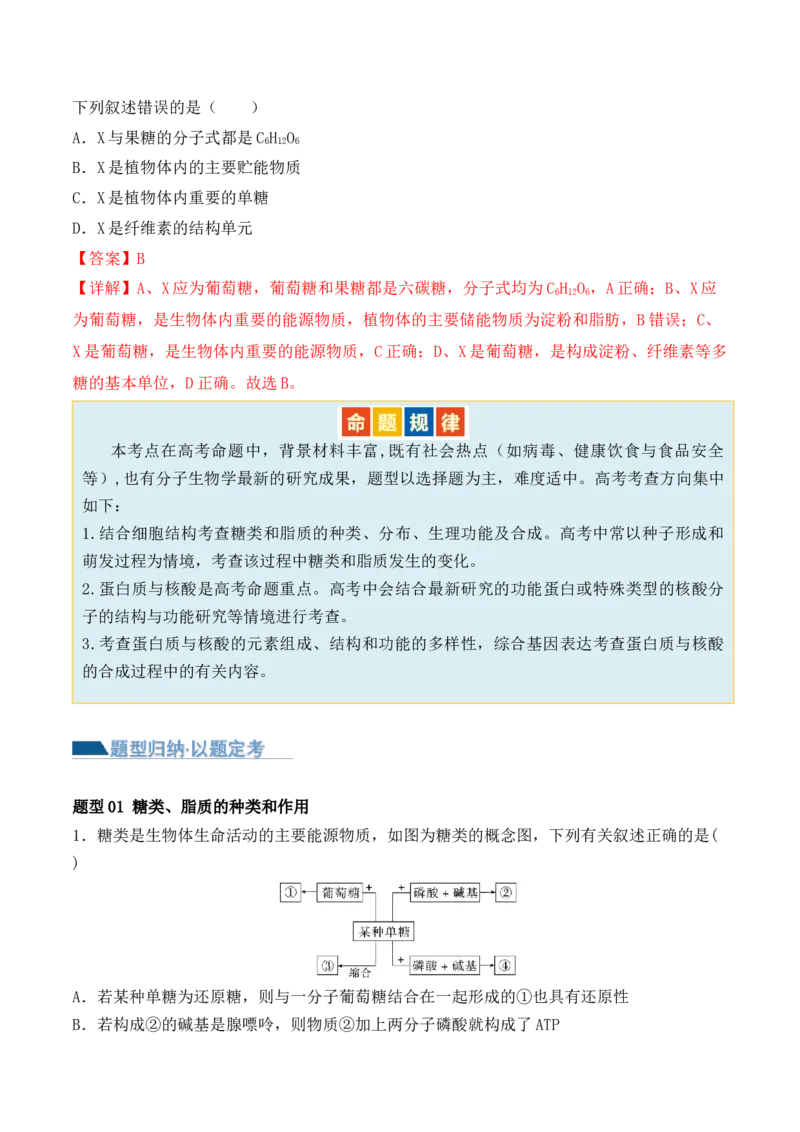 第01讲细胞中的元素和化合物（讲义）解析版_2024年新高考资料_2.2024二轮复习_2024年高考生物二轮复习讲练测（新教材新高考）