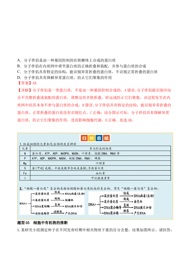 第01讲细胞中的元素和化合物（讲义）解析版_2024年新高考资料_2.2024二轮复习_2024年高考生物二轮复习讲练测（新教材新高考）
