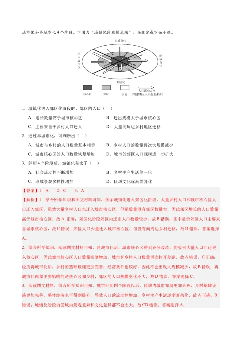 专题07人口与城市易错提分（4大易错点）（解析版）_2025年新高考资料_二轮复习_01高考语文等多个文件_2025年高三地理高考二轮复习专项提升_易错专练