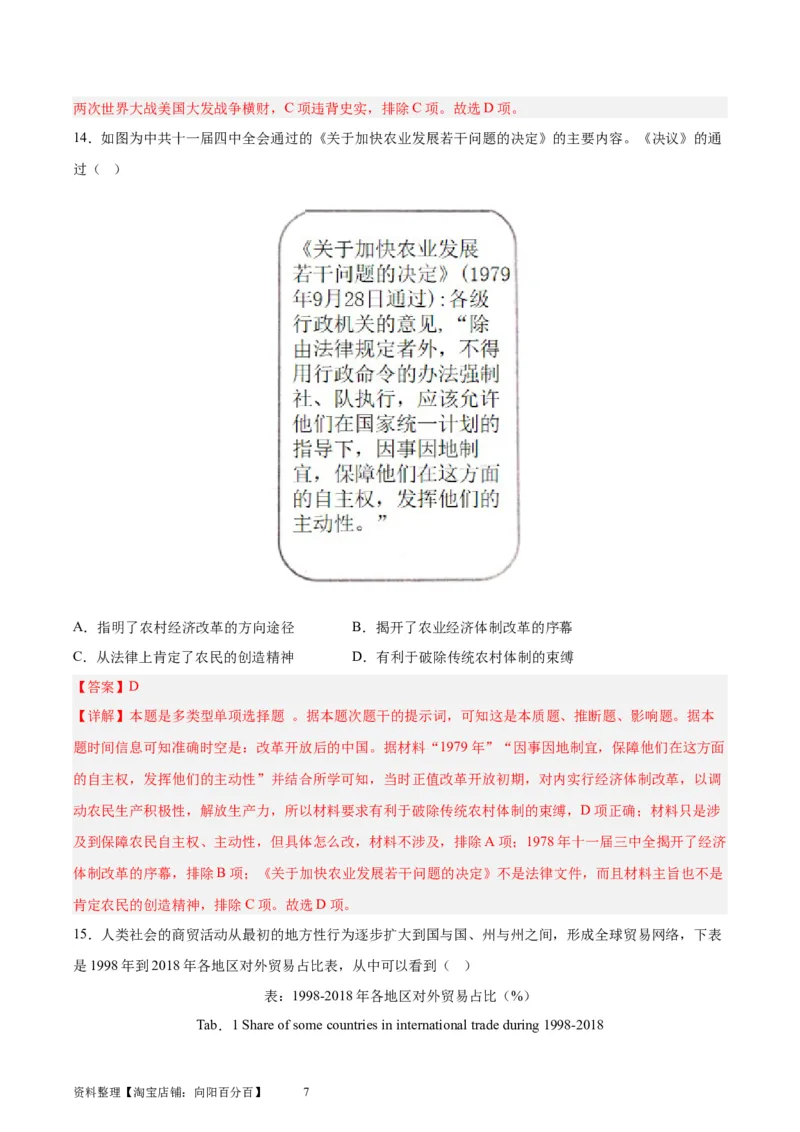 专题突破卷28商业贸易与日常生活（解析版）_07高考历史_新高考复习资料_2024年新高考复习资料_一轮复习资料_完2024年高考历史一轮复习考点通关卷（新高考通用）_专题突破卷