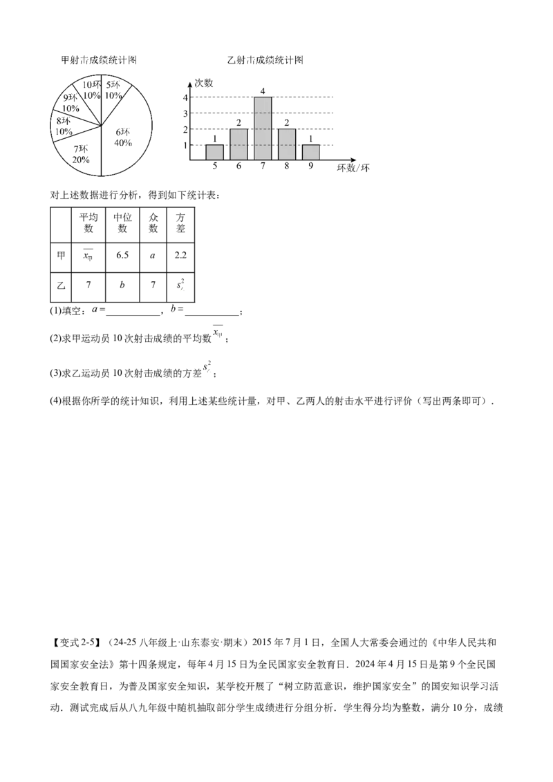 专题05数据的分析（考点清单，4考点梳理+4题型解读）学生版_初中数学_八年级数学下册（人教版）_期末专项复习-U276_2025版