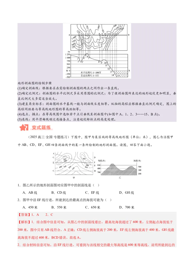 专题01等高线易错提分（5大易错点）（解析版）_2025年新高考资料_二轮复习_2025年高三地理高考二轮复习专项提升（新高考通用）3405802_易错专练