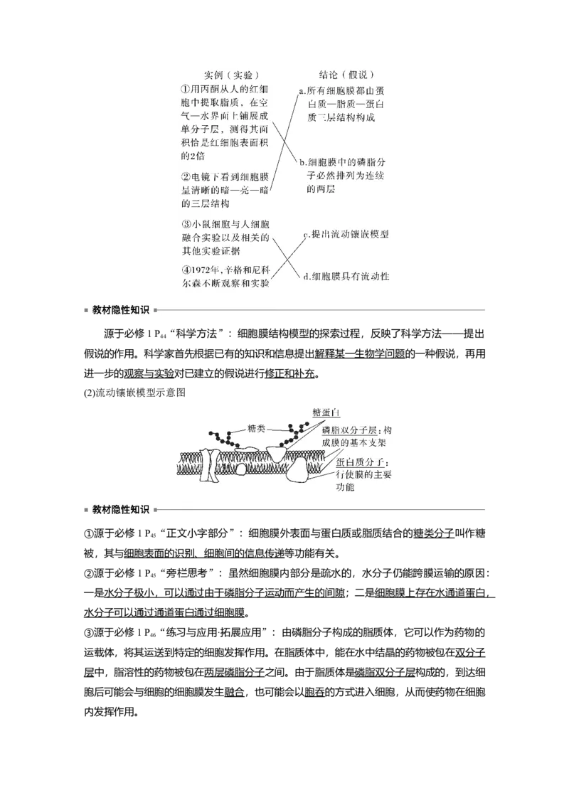 2023年高考生物一轮复习（新人教新高考）第2单元第1课时　细胞膜的结构和功能_新高考复习资料_2023年新高考复习资料_一轮复习_2023年新高考大一轮复习讲义